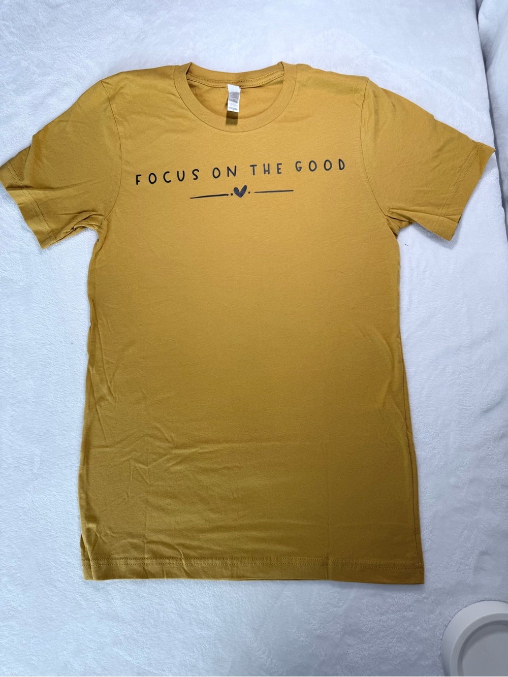 Bella Canvas Mustard Short Sleeve Tee with 'Focus On The Good' Print